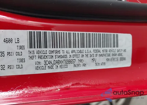 2017 Jeep New Compass Sport 4X4 from USA, damaged, VIN 3C4NJDABXHT698657